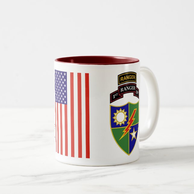 De Café Em Dois Tons ø batalhão - 75th caneca do Dois-Tom da guarda (Frente Esquerda)