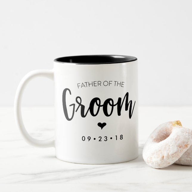 De Café Em Dois Tons O pai da caneca do noivo personaliza sua data (Com Donut)