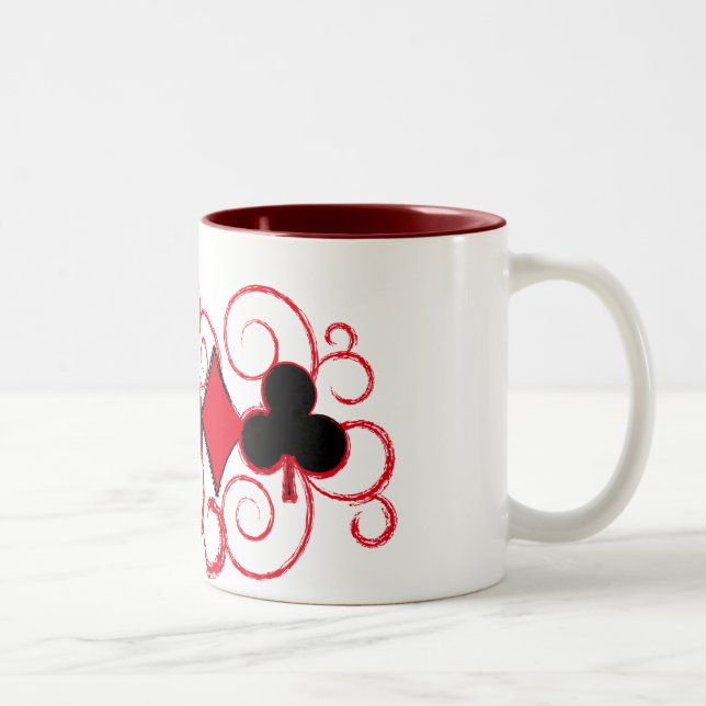 De Café Em Dois Tons O póquer roda caneca dos ternos (Direita)