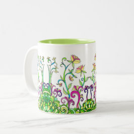 De Café Em Dois Tons O primavera colorido floresce a caneca por Leslie