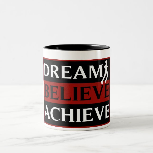 De Café Em Dois Tons O sonho acredita consegue caneca Running (Centro)
