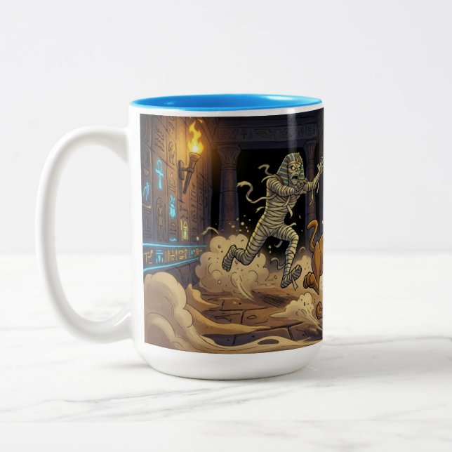 De Café Em Dois Tons O Trio Fugitivo: Caneca Caça à Múmia (Esquerda)