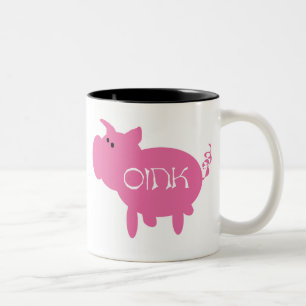 De Café Em Dois Tons Oink caneca cor-de-rosa do porco