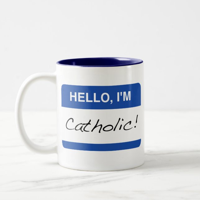 De Café Em Dois Tons Olá!, eu sou caneca católica (Esquerda)