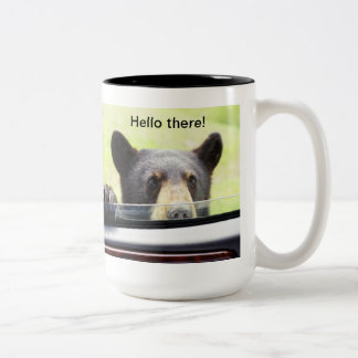 De Café Em Dois Tons "Olá! lá!" Caneca do urso preto