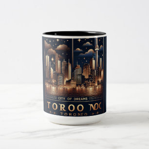 De Café Em Dois Tons Padrão Ouro Toronto - Caneca do Horizonte