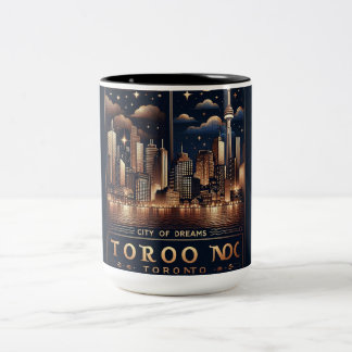 De Café Em Dois Tons Padrão Ouro Toronto - Caneca do Horizonte