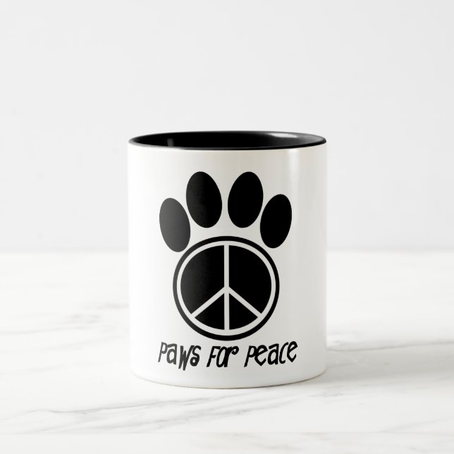 De Café Em Dois Tons Patas para a caneca da paz (Centro)