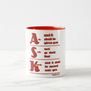 De Café Em Dois Tons "Peça, procure e bata" a caneca