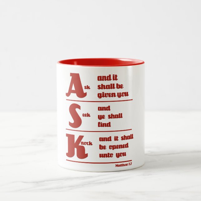 De Café Em Dois Tons "Peça, procure e bata" a caneca (Centro)