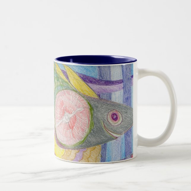 De Café Em Dois Tons Peixes - caneca (Direita)
