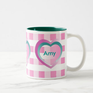 De Café Em Dois Tons Personalize a caneca cor-de-rosa dos corações do