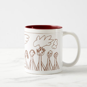De Café Em Dois Tons Pessoas felizes que guardaram a caneca das mãos
