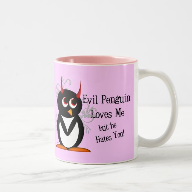 De Café Em Dois Tons Pinguim mau na caneca do amor (Direita)