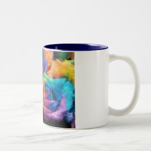 De Café Em Dois Tons Pintura da caneca dos rosas do arco-íris