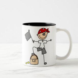 De Café Em Dois Tons Pirata com caneca do tesouro