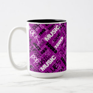 De Café Em Dois Tons Pop cor-de-rosa R da rocha & caneca do texto da