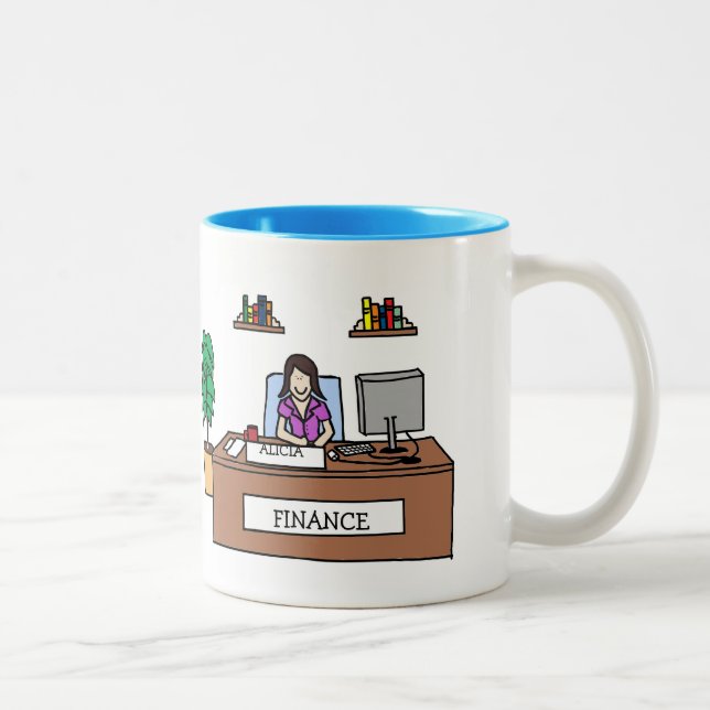 De Café Em Dois Tons Profissional da finança - caneca feita sob (Direita)