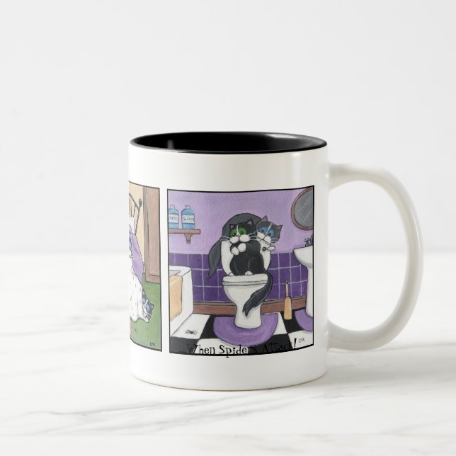De Café Em Dois Tons Quando ataque das aranhas - caneca do gato (Direita)