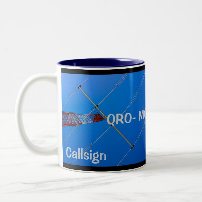 De Café Em Dois Tons Rádio amador QRO e caneca 2 do Callsign (Esquerda)