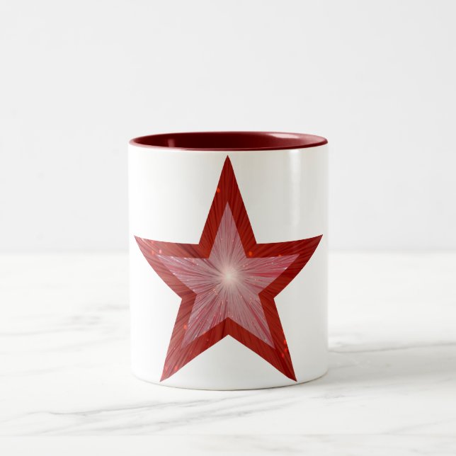 De Café Em Dois Tons Red Star duas caneca branca (Centro)