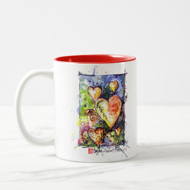 De Café Em Dois Tons "Reino caneca do coração" (Esquerda)