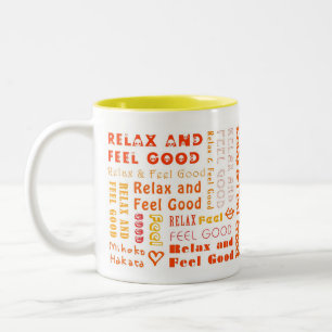 De Café Em Dois Tons ::: Relaxe & sinta bom (alaranjado)::: Caneca