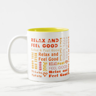 De Café Em Dois Tons ::: Relaxe & sinta bom (alaranjado)::: Caneca