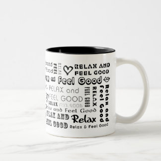 De Café Em Dois Tons ::: Relaxe & sinta bom (preto)::: Caneca