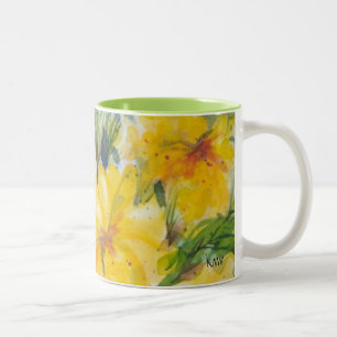 De Café Em Dois Tons Respingo da caneca amarela