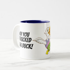 De Café Em Dois Tons Retrocedido pelo pato! Caneca ucraniana do pato