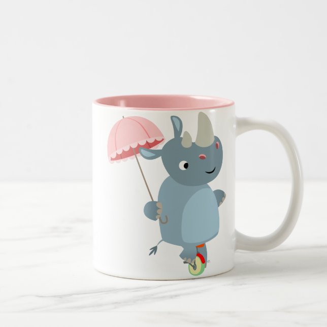 De Café Em Dois Tons Rino com guarda-chuva na caneca Unicycle (Direita)