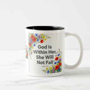 De Café Em Dois Tons Salmo 46:5 DEUS Está Dentro Dela Caneca Cristã