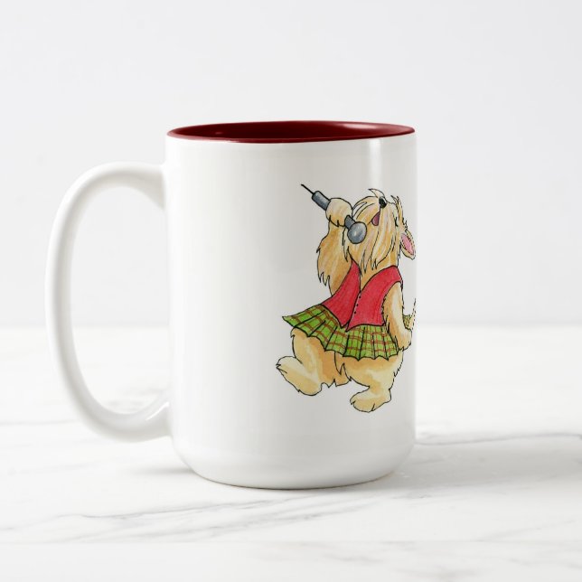De Café Em Dois Tons Scotties Rock Singing Wheaten Diva 15oz. Caneca (Esquerda)