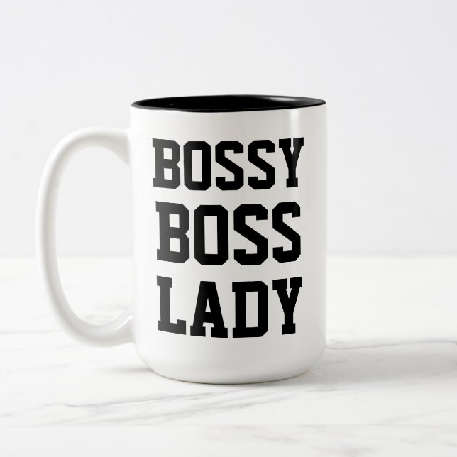 De Café Em Dois Tons Senhora Bossy Caneca do chefe (Esquerda)