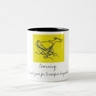 De Café Em Dois Tons Sighthound que percorre a caneca