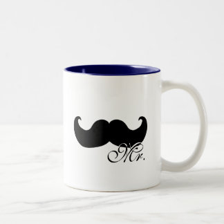 De Café Em Dois Tons Sr. caneca - com bigode preto