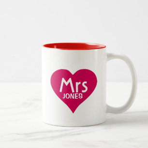 De Café Em Dois Tons Sra. personalizada Caneca no coração vermelho