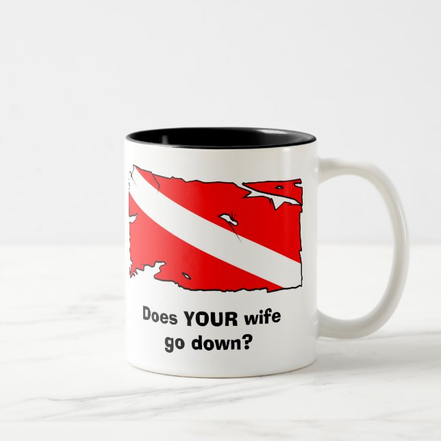 De Café Em Dois Tons SUA esposa vai para baixo? Caneca (Direita)