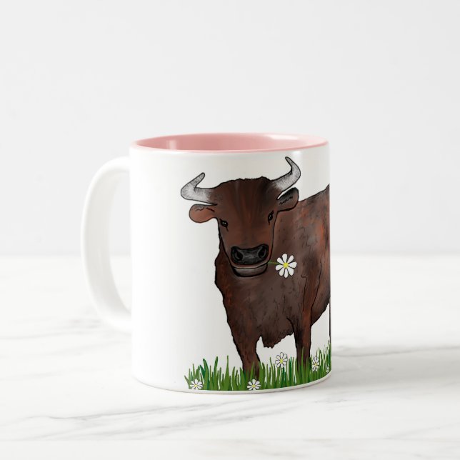 De Café Em Dois Tons Taurus bonito Bull e caneca do zodíaco das (Frente Esquerda)