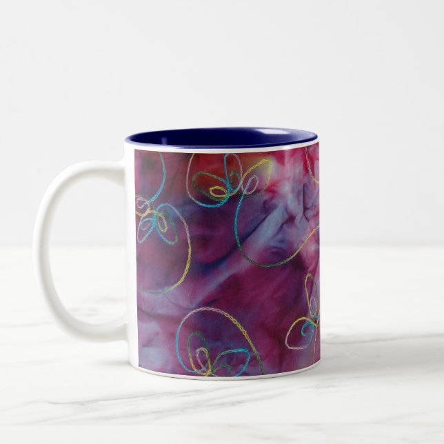 De Café Em Dois Tons Tecido Psicanédico com Tie-Dye Caneca (Esquerda)
