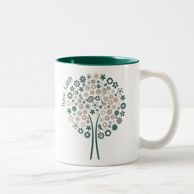 De Café Em Dois Tons Tenha a fé - caneca da árvore (Direita)