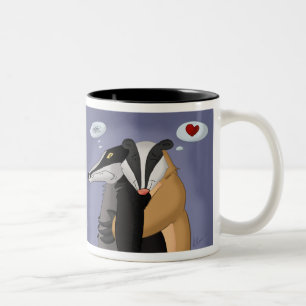 De Café Em Dois Tons Texugos na caneca do amor