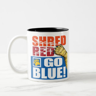 De Café Em Dois Tons Tire a caneca azul do Red Go Tome um gole e suport