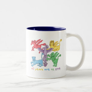 De Café Em Dois Tons "Todos os anos…" Caneca do Dois-Tom (azul marinh