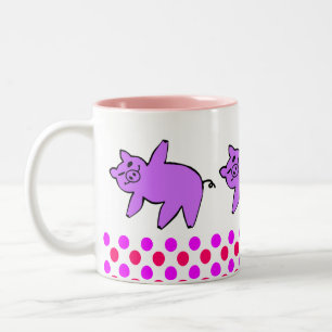 De Café Em Dois Tons Três Pequenos Porcos Fazendo Yoga - Caneca
