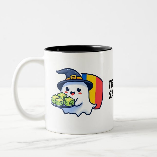 De Café Em Dois Tons Trick ou sarmale - Caneca fantasma da diáspora rom (Esquerda)
