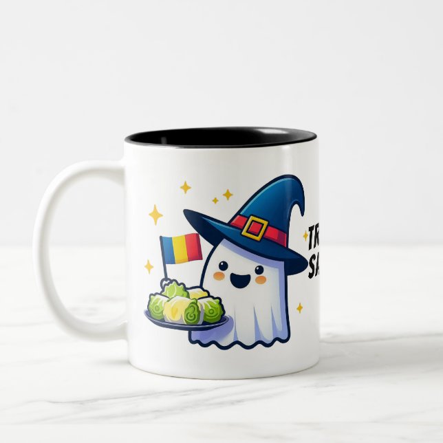 De Café Em Dois Tons Trick ou sarmale - Caneca fantasma da diáspora rom (Esquerda)