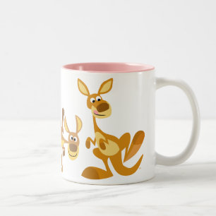 De Café Em Dois Tons Trio bonito da caneca dos cangurus dos desenhos