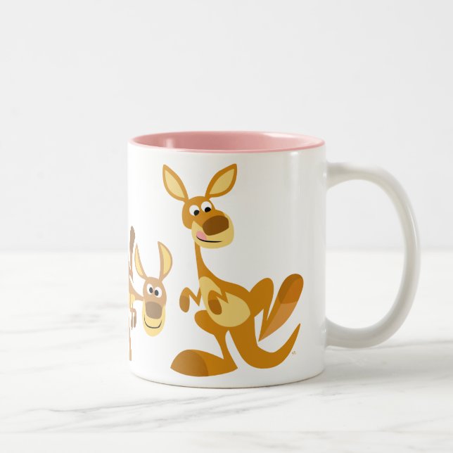 De Café Em Dois Tons Trio bonito da caneca dos cangurus dos desenhos (Direita)